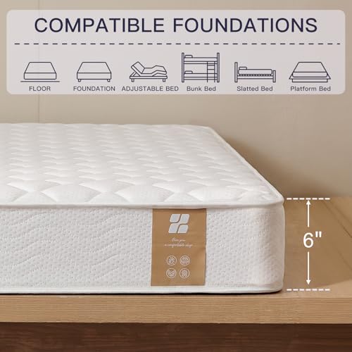 Image of Profus Twin Mattress for Kids, 6 Inch Twin Mattress with Pocket Coils, Memory Foam Mattress for All Night Sleep & Pressure Relief, Certified Safe Foams & Fabric, Fiberglass Free Mattress in A Box
