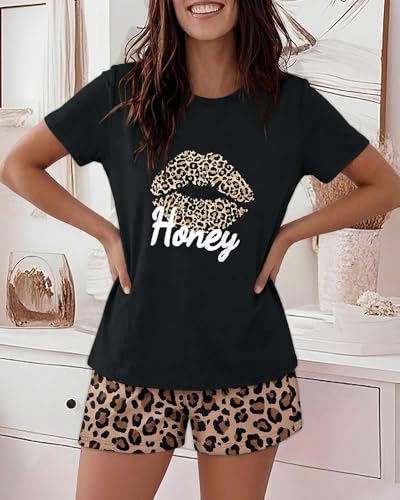 Image of CHICME Pajamas Set for Women 2 Piece Pjs Lounge Set Soft Short Sleeve Tops and Sleep Shorts with Pocket