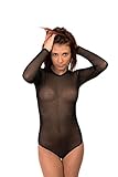 Der sexy Body lässt sich ideal mit anderen Kleidungsstücken für den Alltag kombinieren, kann als Nachtwäsche oder als Unterwäsche Ersatz getragen werden. | TRANSPARENT | SCHWARZ | TÜLL RUNDHALS | EVONI