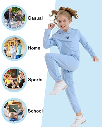 Kucnuzki Teen Girl Clothes Size 12 Big Girl Outfits Blue Crop Tops Sweatpants Girls Hoodies Sweatsuit Tracksuit Fashion Aesthetic Clothes For Girls 11-12 Years #TOP5