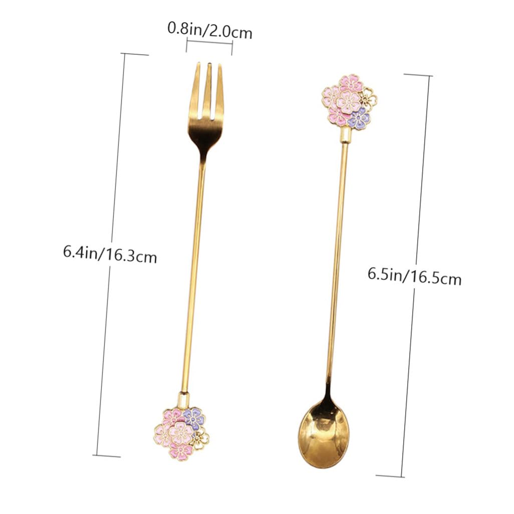 COLLBATH Lot De 4 Cuillères Et Fourchettes À Dessert Japonaises Pour Une Prise En Main Confortable Idéales Pour Le Café Le Thé La Soupe Etc