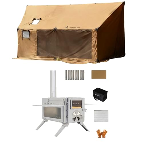 Carpa Hammock Hot Brown para 2-3 personas con estufa portátil miniatura 1