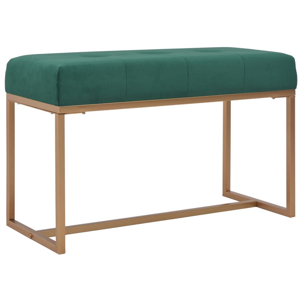 Banc en velours vert 80 cm et pieds en fer stables au design chic