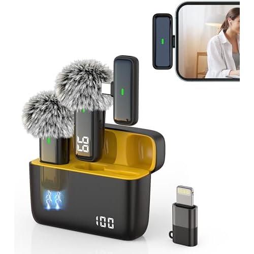 Wireless Microphone for Android Lav Mic USB C Lavalier Microphone Type C Lapel Mic for iPhone 15/16 iPad Video Recording Vlog TikTok Instagram – 24H Charging Case Noise Reduction