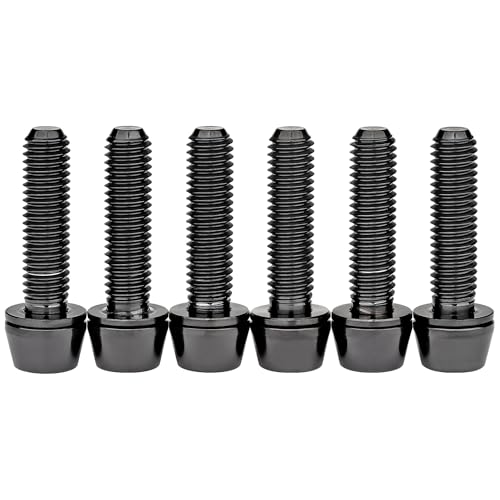 Image of Titanium Ti Allen Hex M5x16 18mm Tapered Head Bolt with Washer Screw for Bicycle Stem Parts Pack of 6 (Black, M5x18mm)