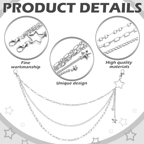 Jadive 5 Pieces Chain Belt Jeans Pants Pocket Waist Multi-Layer Hip Hop Metal Wallet Chain for Men Women4