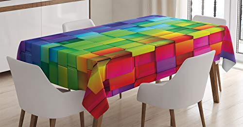 ABAKUHAUS Bunt Tischdecke, Rainbow Color, Druck mit Klaren Farben ohne...