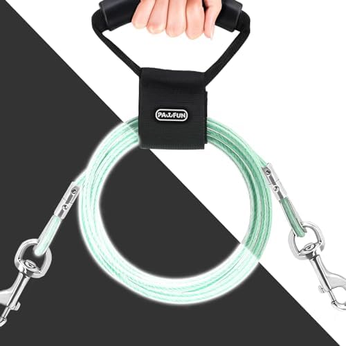 PAWFUN Dog Tie Out Cable, Reflective 10/15/30FT Dog Runner