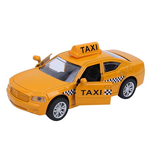 Zerodis 1:32 Alliage Pull Back Taxi Modèle Jouet Pull Back Taxi avec Musique Effet De Lumière Moulé sous Pression Véhicule Modèle Jouets Cadeau pour Enfants Garçons et Filles(Jaune)