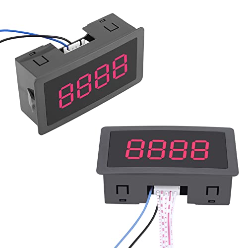 Image of FTVOGUE Auto Digital Counter DC LED Digital Display 4 Digit 0-9 Up /Down Plus /Minus Panel Counter Meter with Cable(Red)