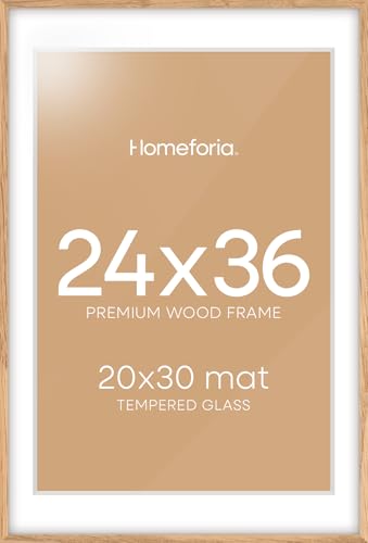 Homeforia 24x36 Wooden Poster Frame with Mat