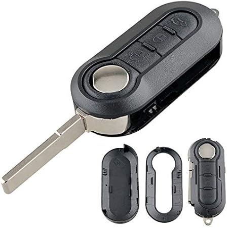 Car Passion Autoschlüssel Gehäuse Für Fiat 500, Punto, Panda - Silber/Schwarz Ersatz