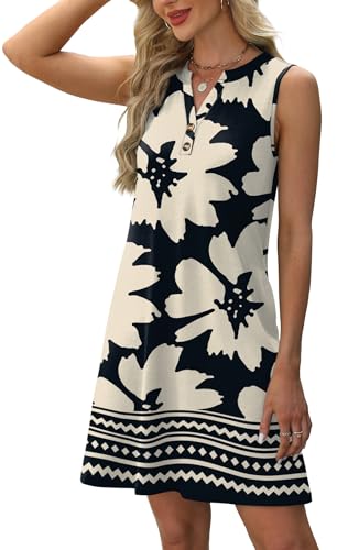 Image of XIEERDUO Summer Dresses for Women 2026 Beach Vacation Clothes V Neck Button Sundresses with Pockets