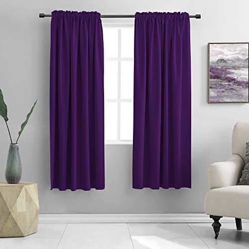 Image of DONREN Royal Purple Blackout Curtains for Bedroom - Thermal Insulated Rod Pocket Curtains for Living Room (42 x 63 Inch Length,1 Pair)