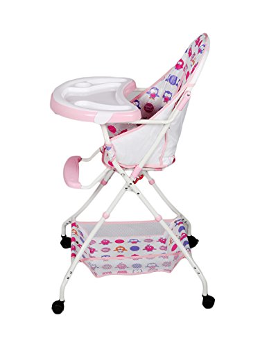Image of ITN-8013 Foldable Baby Dining High Chair with Wheel (Pink)