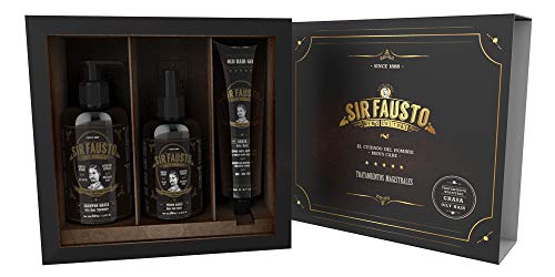 Sir Fausto KIT TRATAMIENTO MAGISTRAL GRASA: Contiene SHAMPOO GRASA 250ML, TÓNICO GRASA 200ML, GEL STYLING 90ML Cover