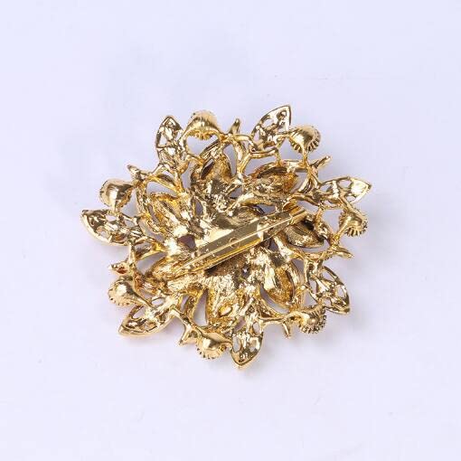 Image of COLORFUL BLING Rhinestone Leaf Brooch Pin - Red, Blue Vintage Jewelry Accessory Gifts Decoration