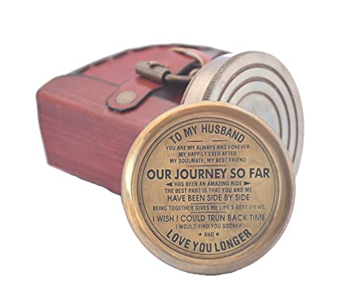 Engraved Bronze Compass for Husband