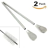 Steelution: Bombilla Filter Straw for Yerba Mate, Loose Tea, with Easy-clean Filter and Straw Cleaner Ships in Non-plastic Packaging (2)