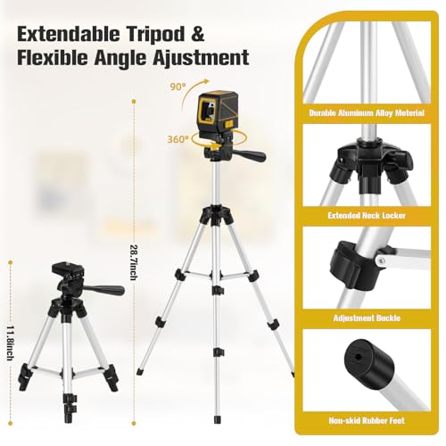 Laser Level with Tripod, 100 feet Green Cross Line Self Rotary Leveling Laser Level, Vertical and Horizontal Line, Rotatable 360 Degree, Manual Self leveling and Pulse Mode,IP54 Waterproof & Battery — view 2