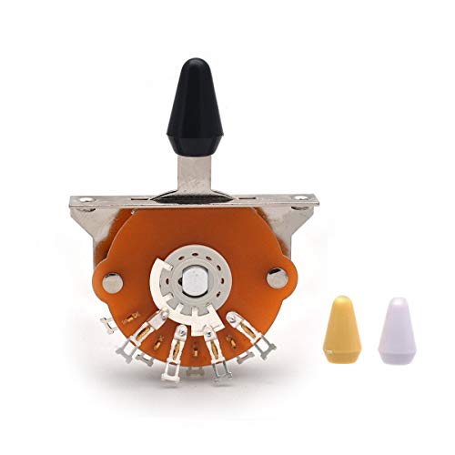 SAPHUE Electric Guitar 3/4/5 Way Pickup Selector Switch with Black/White/Yellow Knob (3 Way Switch)