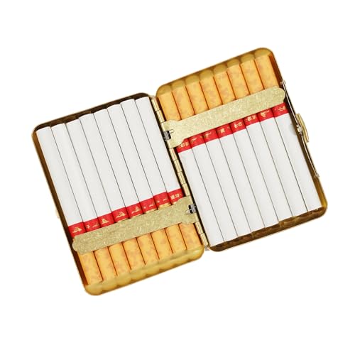 RWXCOW Zigarettenetui 16 Zigaretten Retro Kupfer Kamel-Motiv zigarettenbox Vintage Tragbare Metall Zigarettenhülle Zigarettenkasten Zigarettencase Zigarettenschachtel 9,5x7cm Camel, Gelb