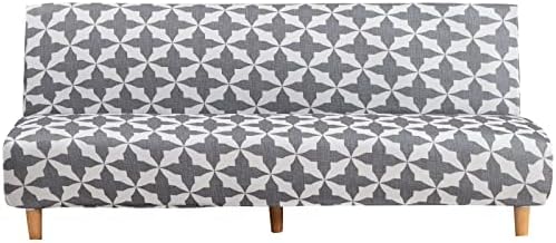 Mingfuxin Armless Sofa Bed Cover, Spandex Stretch Futon Slipcover Protector, Non-Slip Elastic Folding Couch Sofa Shield Fits for 2-3 Seater Folding Sofa Bed without Armrests (Mocha)