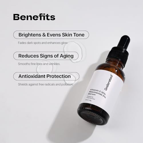 Underated 10% Vitamin C + 5% Niacinamide Face Serum with Prickly Pear Extract | Lightweight Daily Serum for Brighter-Looking Skin & Improved Texture | 30ml