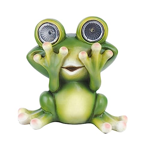 Milisten Lampe Solaire Extérieure Jardin en Résine Veilleuse Grenouille Décorative pour Patio, Statue Lumineuse Résistante, Écoénergétique et Transportable, Ornement Lumineux Décor Jardin