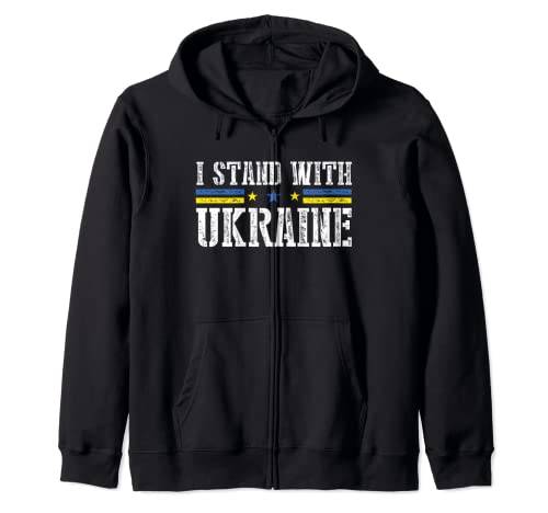 Stand With Ukraine I Support Ucrania bandera de Ucrania colores Sudadera con Capucha