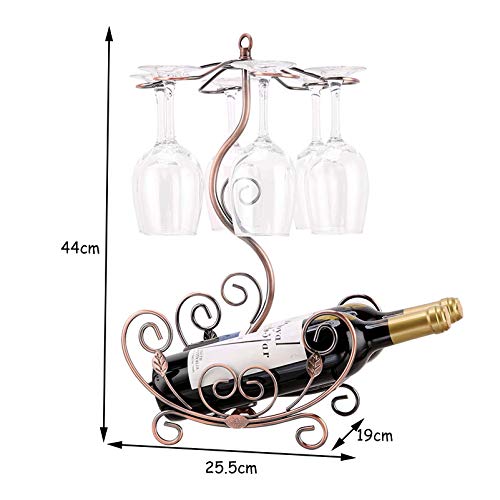 Portabotellas de vino de metal para 2 botellas y 6 vasos miniatura 2