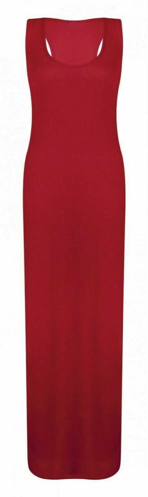 Women's Wine Jersey Long Summer Vest Racer Muscle Back Maxi Dress Plus Size 8-26 (Xxxl (24-26), )