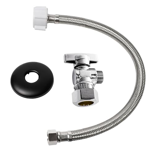 JEAPHA Toilet Connector Plumbing kit，Complete Toilet Set Valve, 1/2 inch NOM Inlet x 3/8 inch OD Compression Outlet Angle Shut Off