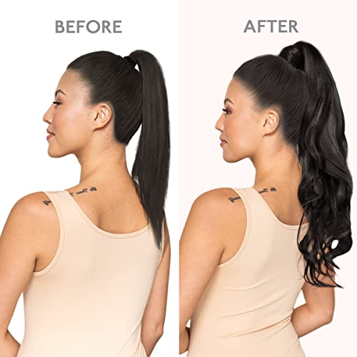 Image of WENNALIFE Ponytail Hair Extension, 14 Inch 80g Natural Black Ponytail Extension Human Hair Clip in Wrap Around Remy Human Hair Extension Hairpieces