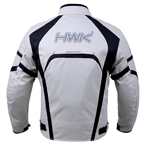 Hwk Motorcycle Jacket Men's Riding Textile Racing Motorbike Hi-Vis Biker Ce Armored Water Resistant Jackets (Silver, Xl) #TOP3