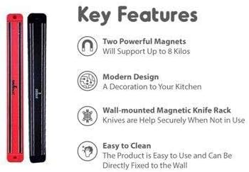 Miniatura 5 de Barra magnética para cuchillos de 12 pulgadas - Organiza cuchillos de cocina, soporte para herramientas, organizador de utensilios, estante de