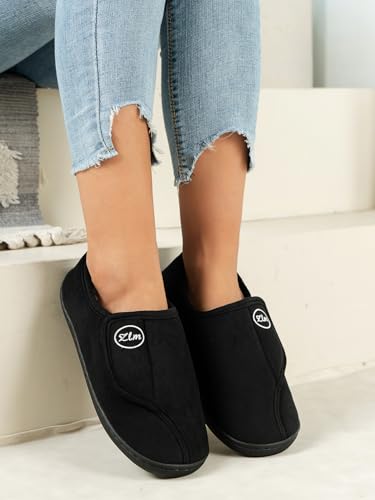 ChayChax Women Men Wide Adjustable Diabetic Slippers Faux Fur Lined House shoes Warm Comfy Non Slip Indoor Outdoor Slippers4