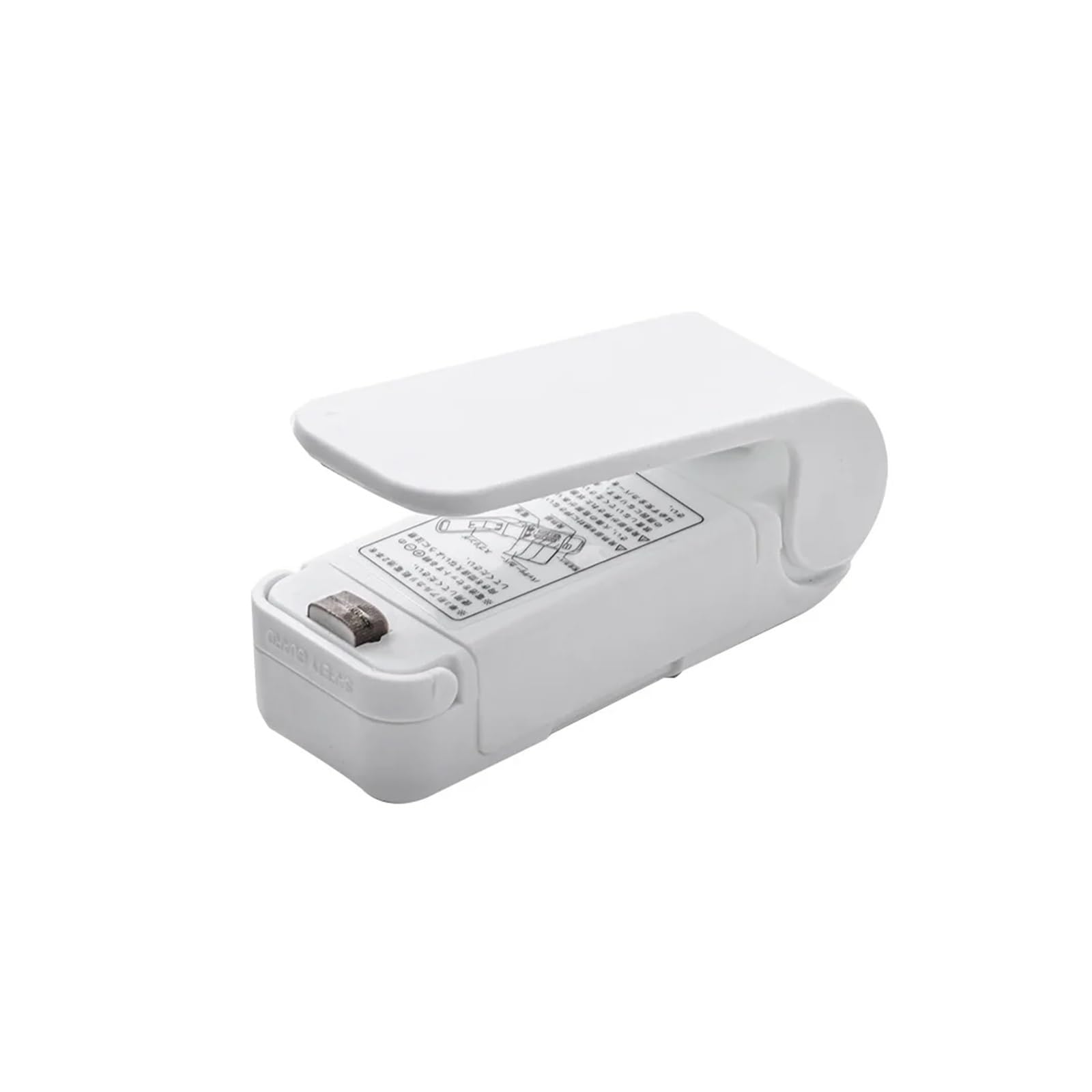 Adatto per mini sigillatrice a caldo ricaricabile tramite USB, sacchetto di immagazzinaggio in ABS per sigillatura alimentare, sigillatore a clip portatile per alimenti (bianco)