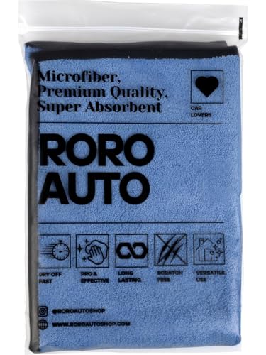 Mavi çift taraflı mikrofiber araç kurulama bezi ve oto yıkama havlusu, 50x70