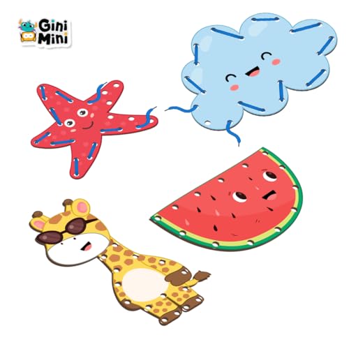 Image of GiniMini Lacing Activity Toy for Kids 2 3 4 Years | Enhance Motor Skills, Hand-Eye Coordination, Screen-Free, Creativity, & Imagination | Return & Birthday Gifts for Boys & Girls