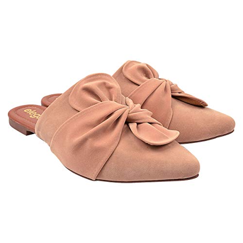 Mule Feminino Rasteirinha Nobuck Nude Eleganteria Tamanho:37;Cor:Natural Nude