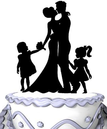 Amazon.com: Meijiafei Family Wedding Cake Topper Silhouette Bride and ...