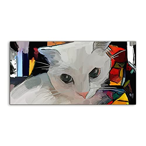 Art en verre trempe 100x50cm decoration murale haut de gamme chat