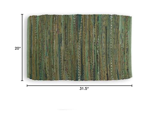 DII Chindi Home Collection Handwoven Multicolor Area Rag Run, 20x31.5, Olive Green
