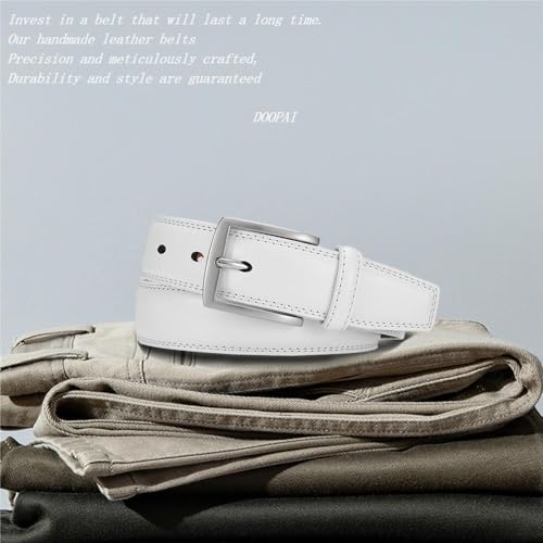 Image of DOOPAI Mens Dress Belt - Genuine Leather Dress Belts For Men,Casual Suit Jeans Belt-Single Prong Buckle black belt