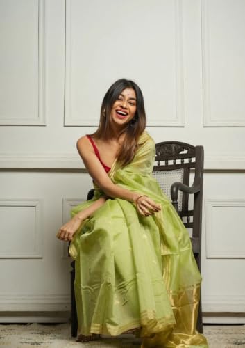 Image of Flosive inchWomen's Premium Pure Cotton Silk Saree with Golden Zari Border and Butti Work | Traditional Handloom Style Saree for Festive & Office Wear
