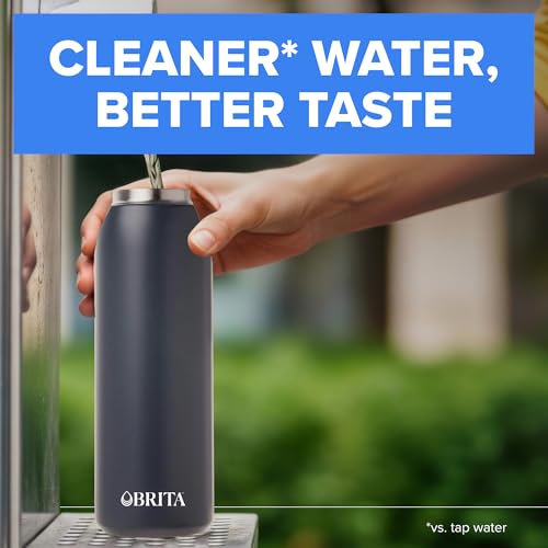 Image of Brita Stainless Steel Premium Filtering Water Bottle, BPA-Free, Reusable, Insulated, Replaces 300 Plastic Water Bottles, Filter Lasts 2 Months or 40 Gallons, Includes 1 Filter, Carbon - 20 oz