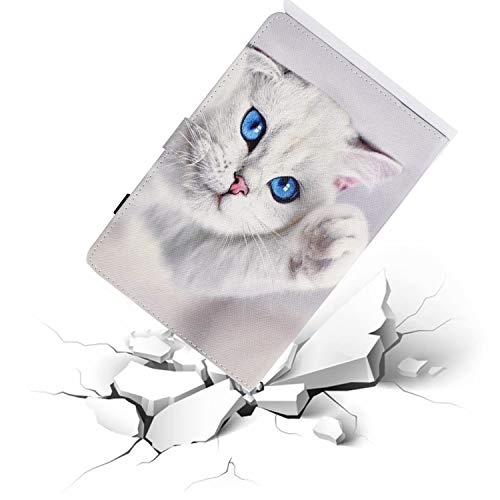 Coque iPad 10.2 Chat Blanc, Housse Protection Tablette Idéale pour la Lecture et le Train