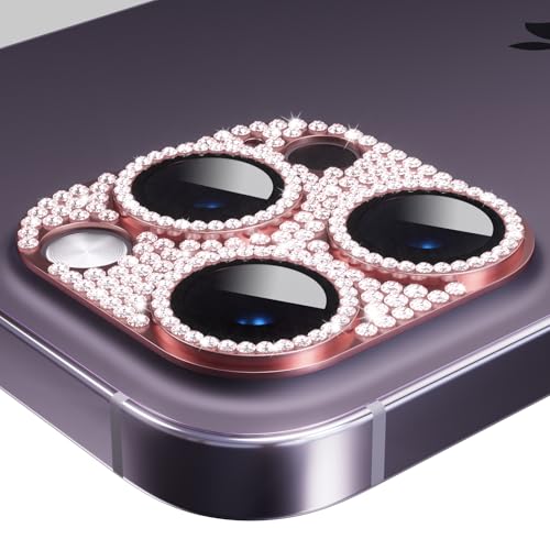 Bling Diamond strass rose pour iPhone 11 protection objectif luxe en verre trempé