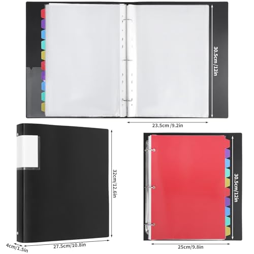 Präsentationsbuch A4, Ringordner mit 60 Klarsichthüllen A4 und 10 Farbigen PP-Trennblättern, Dokumentenmappe zum Abheften Ordner Organizer für Urkunden Projekte Bürobedarf Schulsachen